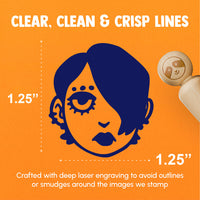 Emo Goth Woman Head Person Rubber Stamp for Stamping Crafting Planners