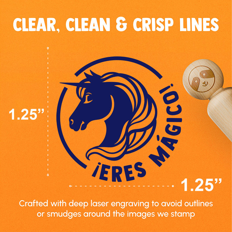 Eres Magico Magical Unicorn Spanish Compliment Teacher Stamp Rubber Stamp for Stamping Crafting Planners