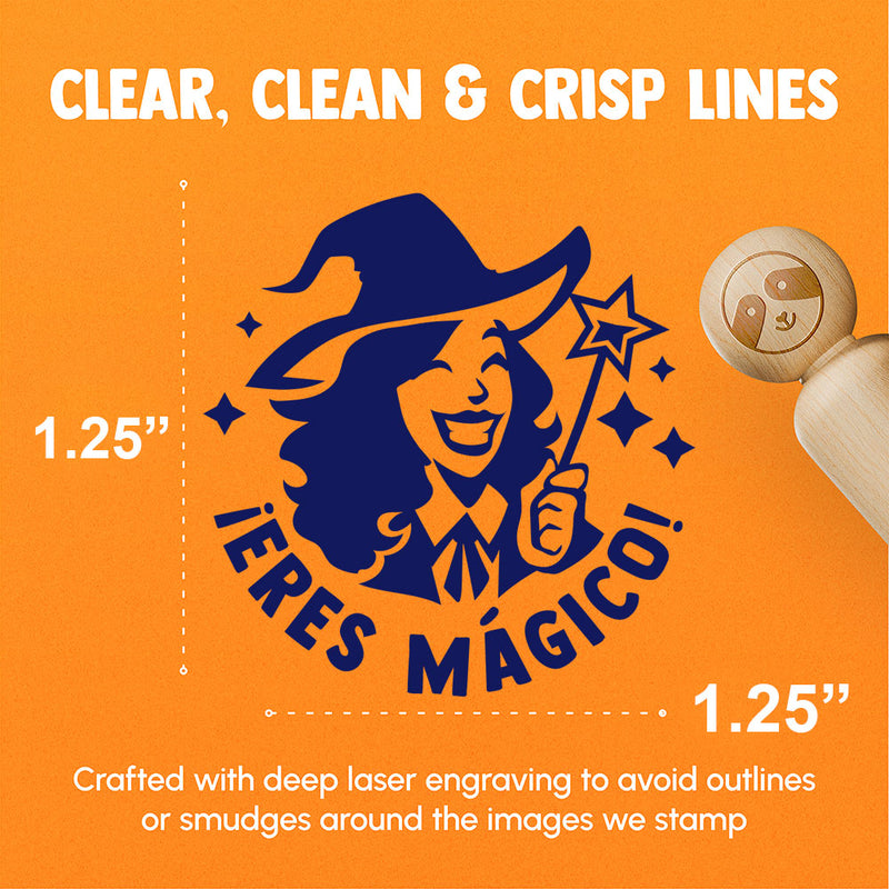 Eres Magico Magical Witch Spanish Compliment Teacher Stamp Rubber Stamp for Stamping Crafting Planners
