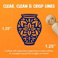 Fancy Decorated Vase Fine Art Pottery Rubber Stamp for Stamping Crafting Planners