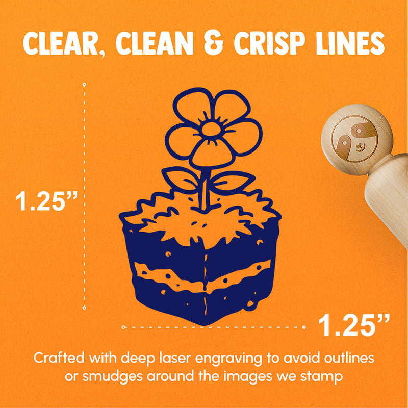 Flower Cube Block Dirt Earth Ground Garden Rubber Stamp for Stamping Crafting Planners