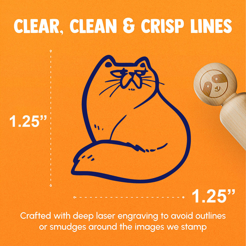 Fluffy Snob Cat Persian Smooshed Face Rubber Stamp for Stamping Crafting Planners