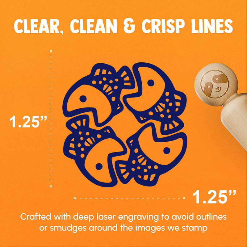 Four Fish Swimming In Circle Food Chain Rubber Stamp for Stamping Crafting Planners