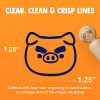 Funny Cartoon Pig Big Eyebrows Rubber Stamp for Stamping Crafting Planners