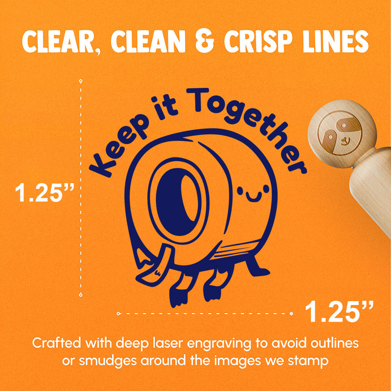 Keep it Together Cartoon Tape Roll Adhesive Cute Rubber Stamp for Stamping Crafting Planners