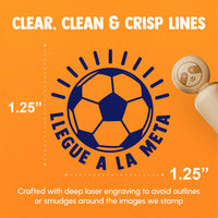 Llegue a la Meta Soccer Football Ball Goal Spanish Teacher Stamp Rubber Stamp for Stamping Crafting Planners