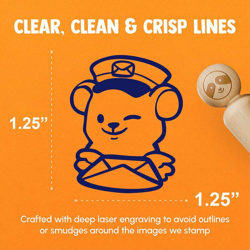 Mailman Postman Bear with Letter Cute Rubber Stamp for Stamping Crafting Planners
