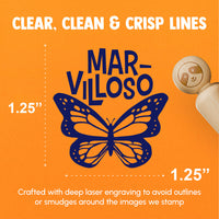 Marvilloso Marvelous Butterfly Spanish Compliment Teacher Stamp Rubber Stamp for Stamping Crafting Planners