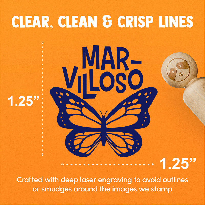 Marvilloso Marvelous Butterfly Spanish Compliment Teacher Stamp Rubber Stamp for Stamping Crafting Planners