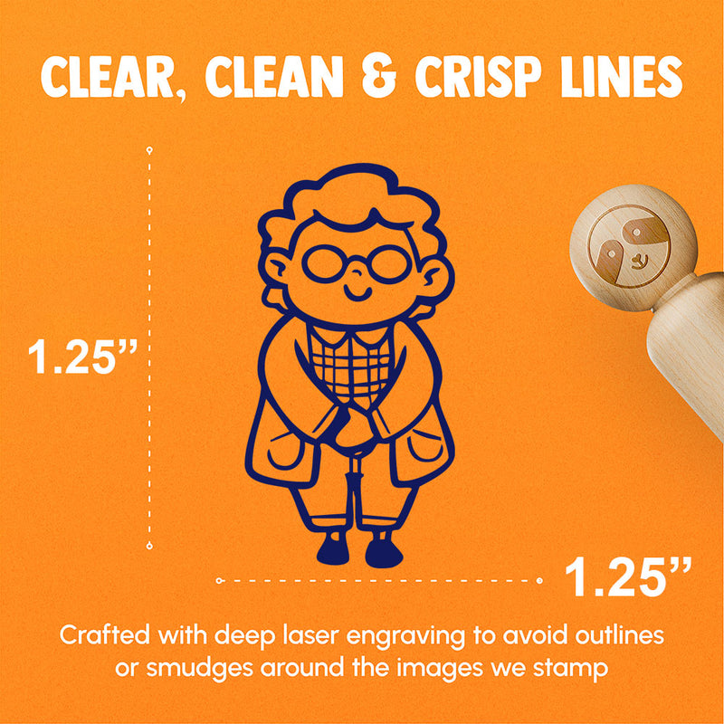 Old Elderly Lady Grandma Cardigan Sweater Glasses Rubber Stamp for Stamping Crafting Planners