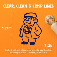 Old Elderly Man Grandpa Cardigan Sweater Glasses Rubber Stamp for Stamping Crafting Planners