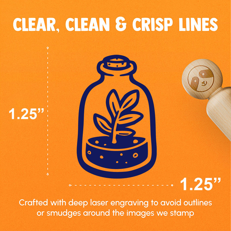 Plant Terrarrium In Jar Bottle Dirt Rubber Stamp for Stamping Crafting Planners