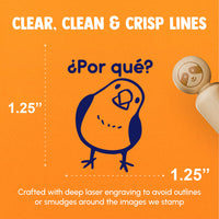 Por Que Why Spanish Question Bird Finch Teacher Stamp Rubber Stamp for Stamping Crafting Planners