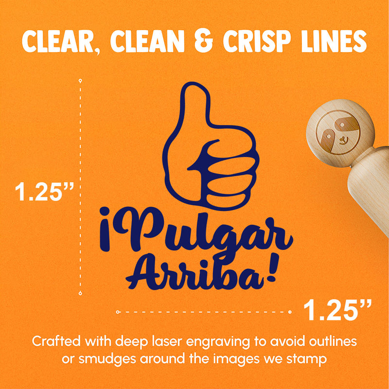 Pulgar Arriba Thumbs Up Spanish Compliment Teacher Stamp Rubber Stamp for Stamping Crafting Planners