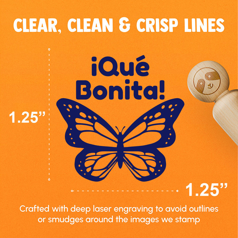 Que Bonita How Beautiful Butterfly Mariposa Spanish Teacher Stamp Rubber Stamp for Stamping Crafting Planners