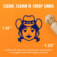 Rancher Cowgirl Cartoon Head Pigtails Hat Rubber Stamp for Stamping Crafting Planners
