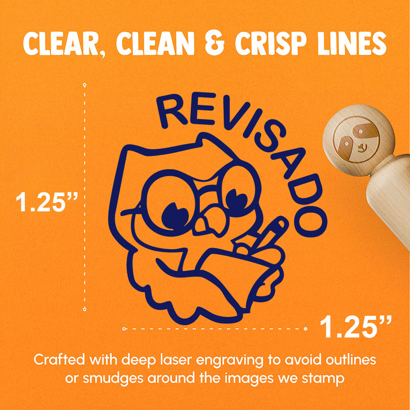 Revisado Owl Spanish Homework Revised Teacher Stamp Rubber Stamp for Stamping Crafting Planners
