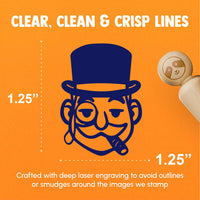 Rich Man Top Hat Mustache Tycoon Cigar Rubber Stamp for Stamping Crafting Planners