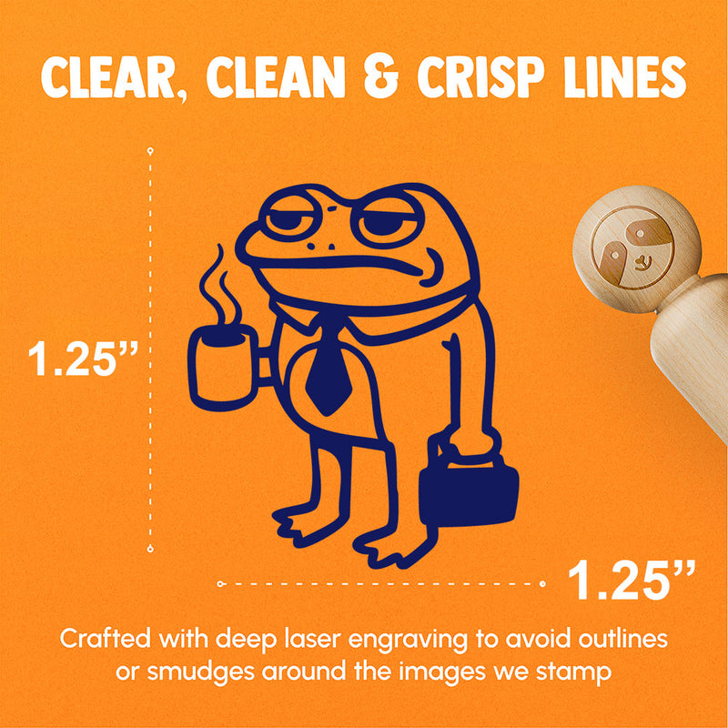Sad Business Frog Coffee Suitcase Tie Rubber Stamp for Stamping Crafting Planners