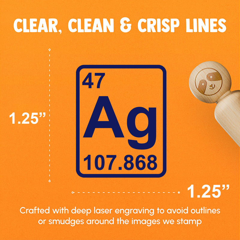 Silver Periodic Table of Elements Science Chemistry Rubber Stamp for Stamping Crafting Planners