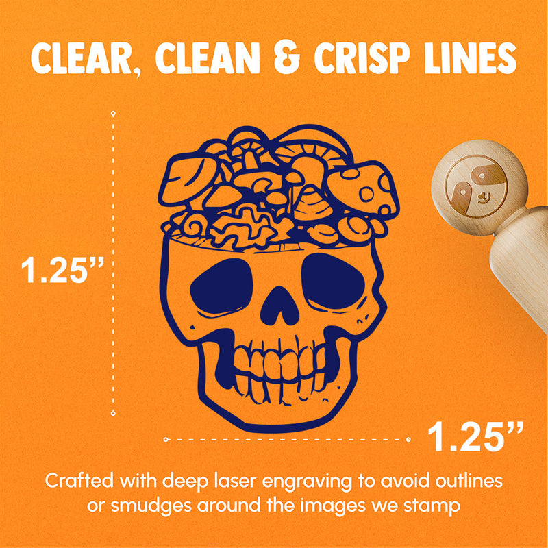 Skull Mushroom Brain Horror Fungus Bones Rubber Stamp for Stamping Crafting Planners