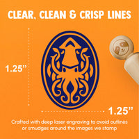 Squid Kraken Emblem Sea Creature Oval Rubber Stamp for Stamping Crafting Planners