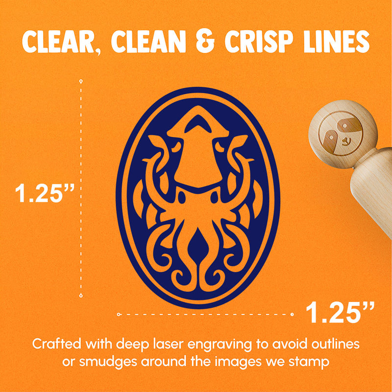 Squid Kraken Emblem Sea Creature Oval Rubber Stamp for Stamping Crafting Planners