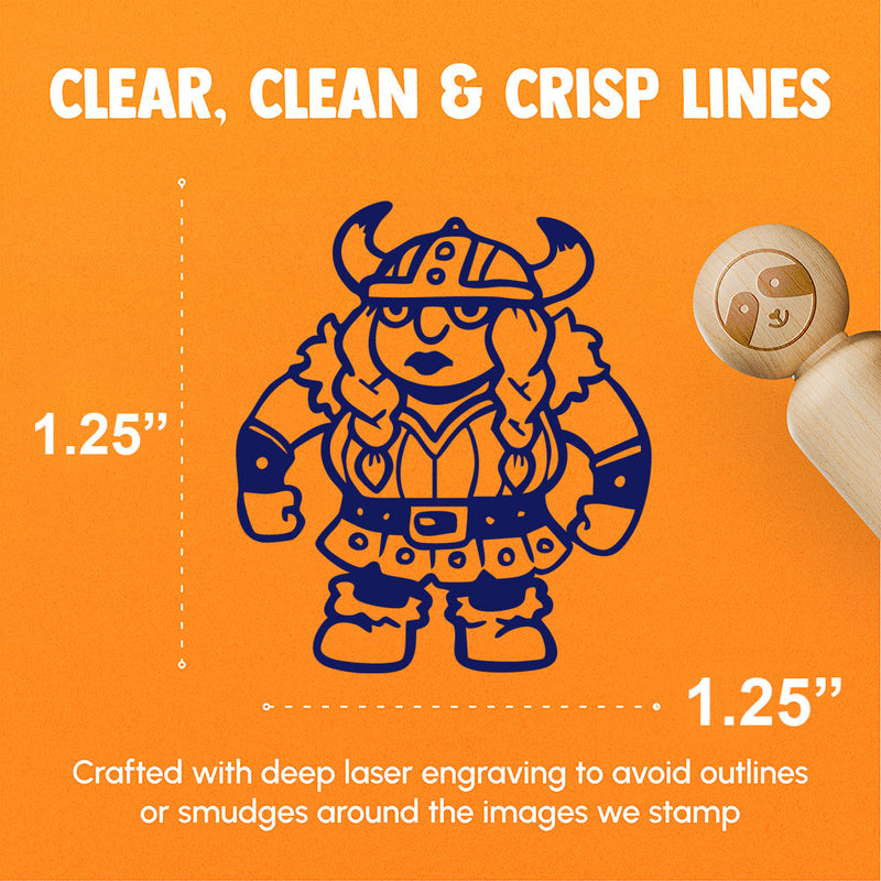 Strong Viking Barbarian Woman Norse Horned Helmet Rubber Stamp for Stamping Crafting Planners