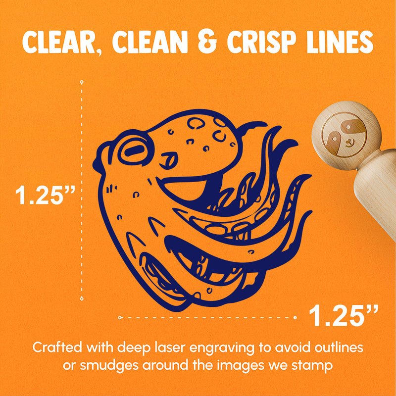 Swimming Octopus Floating Through The Sea Ocean Rubber Stamp for Stamping Crafting Planners
