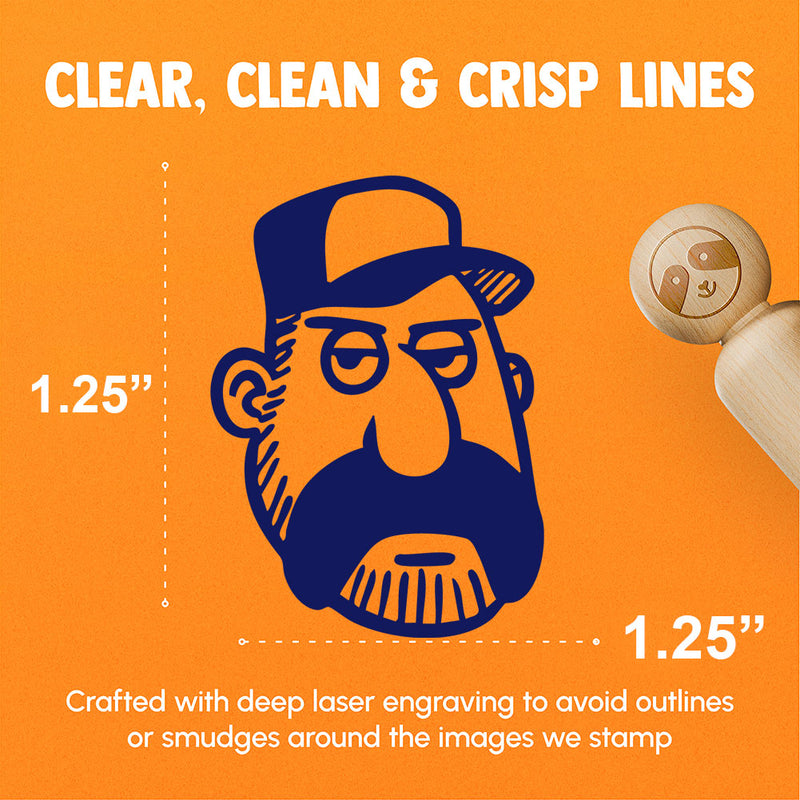 Trucker Man with Hat and Mustache Rubber Stamp for Stamping Crafting Planners