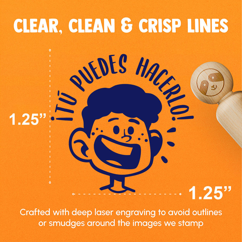 Tu Puedes Hacerlo Spanish You Can Do It Happy Boy Smile Teacher Stamp Rubber Stamp for Stamping Crafting Planners