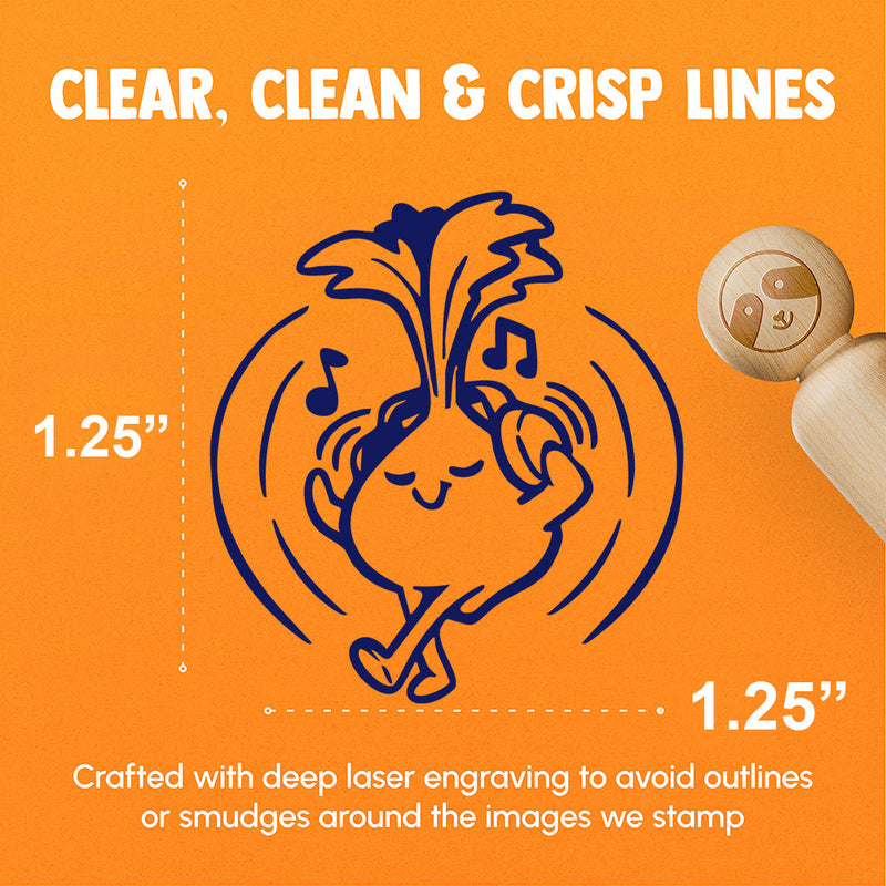 Turnip Jamming to Beat of Music Earphones Rubber Stamp for Stamping Crafting Planners