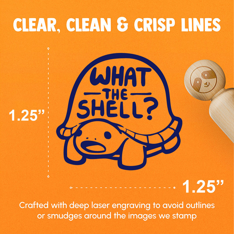 What the Shell Surprised Shocked Turtle Cute Rubber Stamp for Stamping Crafting Planners