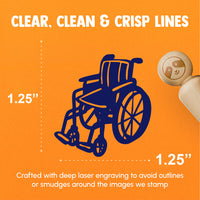Wheelchair Disability Accessibility Injury Disabled Rubber Stamp for Stamping Crafting Planners