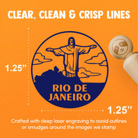 Christ the Redeemer Rio De Janeiro Brazil Landmark Destination Circle Rubber Stamp for Stamping Crafting Planners