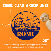 Colosseum Rome Italy Landmark Destination Circle Rubber Stamp for Stamping Crafting Planners