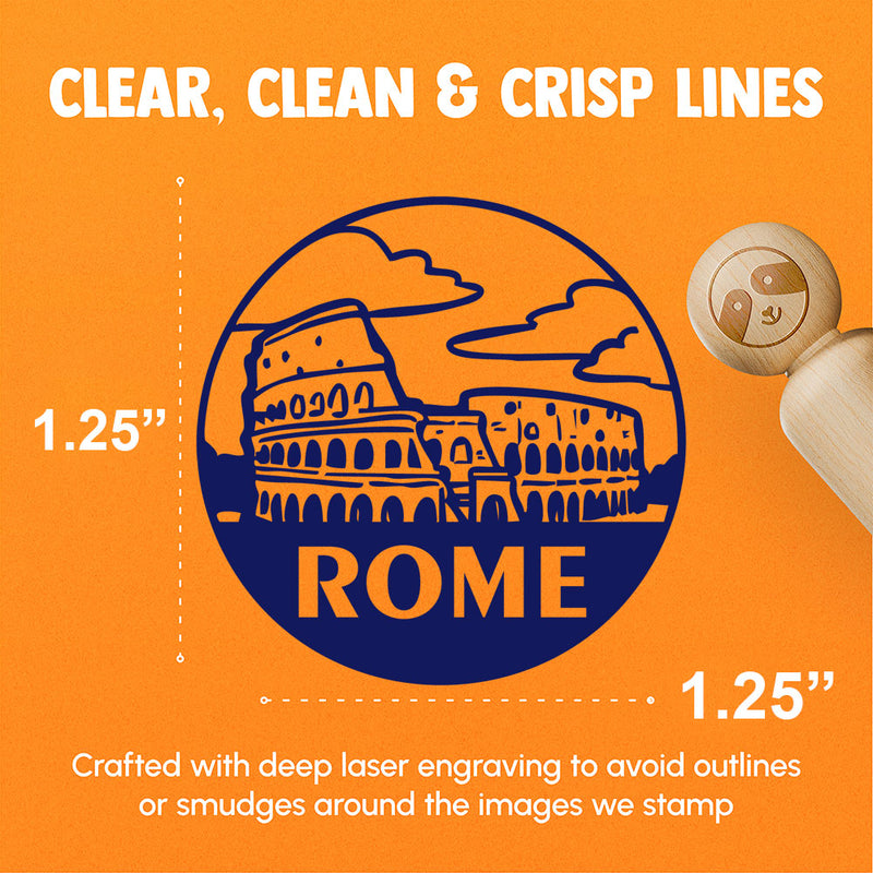 Colosseum Rome Italy Landmark Destination Circle Rubber Stamp for Stamping Crafting Planners