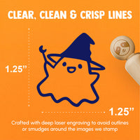 Cute Kawaii Ghost Witch Hat Wand Rubber Stamp for Stamping Crafting Planners