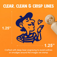 French Man in Beret Blowing Kiss Rubber Stamp for Stamping Crafting Planners