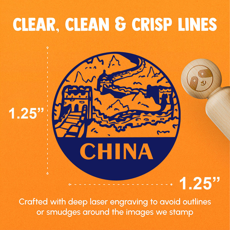 Great Wall of China Landmark Destination Circle Rubber Stamp for Stamping Crafting Planners
