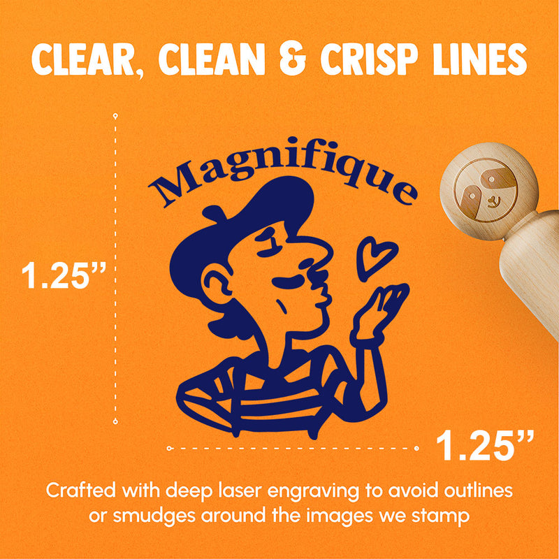 Magnifique French Compliment Language Beret Blowing Kiss Rubber Stamp for Stamping Crafting Planners