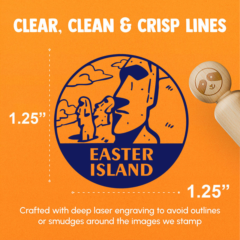 Moai Easter Island Landmark Destination Circle Rubber Stamp for Stamping Crafting Planners