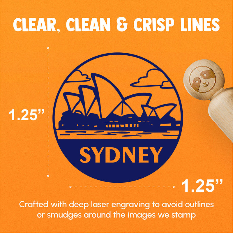 Sydney Opera House Australia Landmark Destination Circle Rubber Stamp for Stamping Crafting Planners