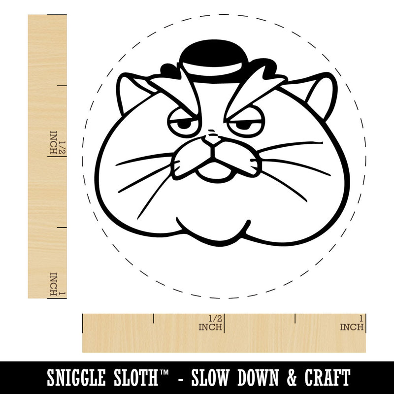 Fat Mobster Cat with Bowler Hat Rubber Stamp for Stamping Crafting Planners