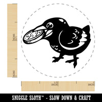 Happy Excited Crow With Treasure Coin Rubber Stamp for Stamping Crafting Planners