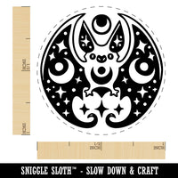 Mystical Bat Crescent Moon and Stars Rubber Stamp for Stamping Crafting Planners