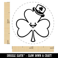 Shamrock Clover with Leprechaun Hat Saint Patricks Day Rubber Stamp for Stamping Crafting Planners