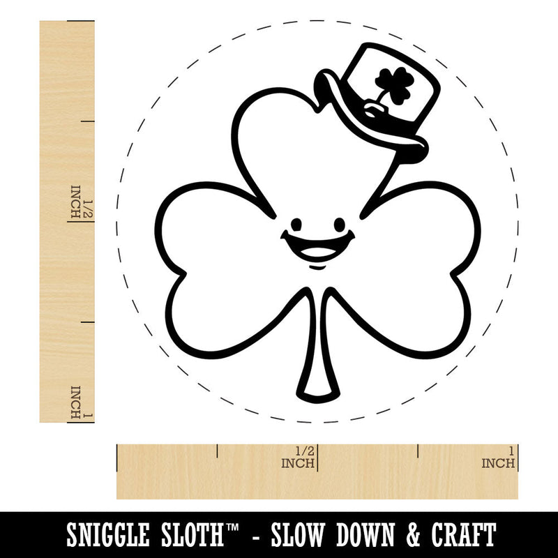 Shamrock Clover with Leprechaun Hat Saint Patricks Day Rubber Stamp for Stamping Crafting Planners