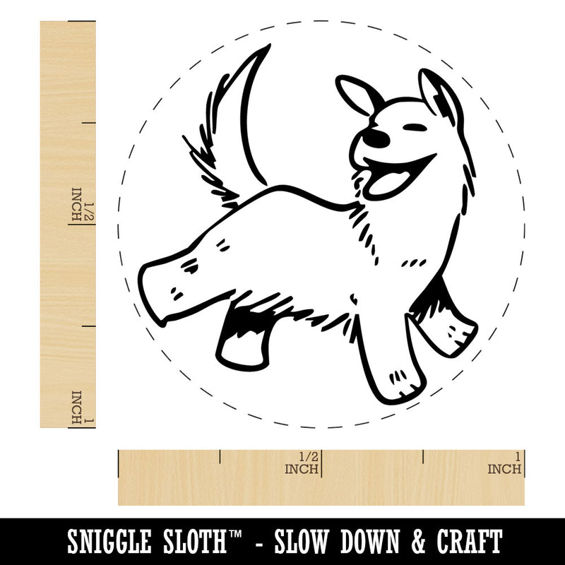 Happy Shaggy Dog Running Smile Rubber Stamp for Stamping Crafting Planners