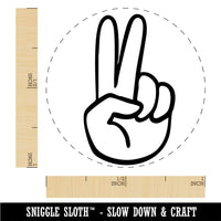 Hand Holding Up Two Fingers Peace Victory Rubber Stamp for Stamping Crafting